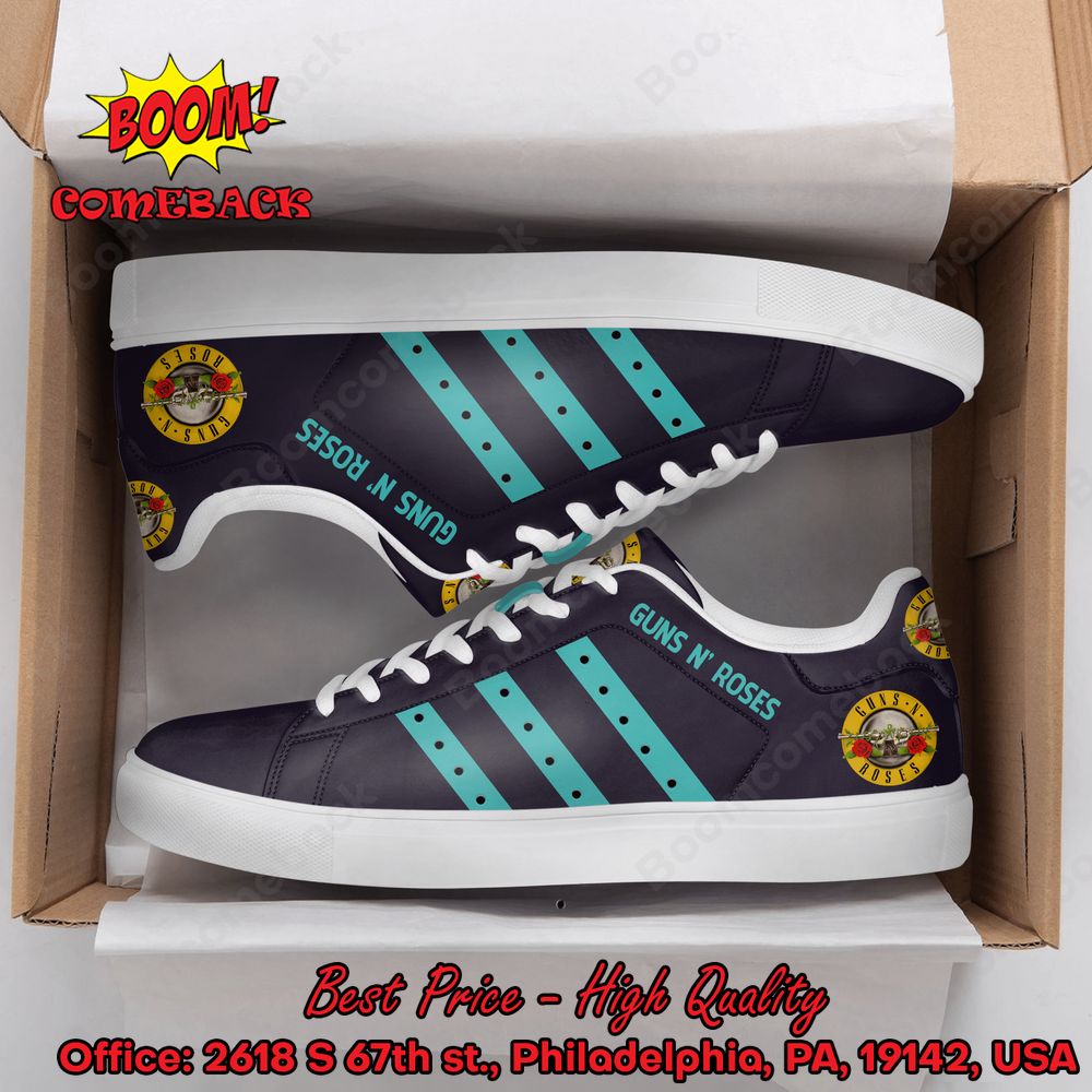 Guns N' Roses Turquoise Stripes Adidas Stan Smith Shoes