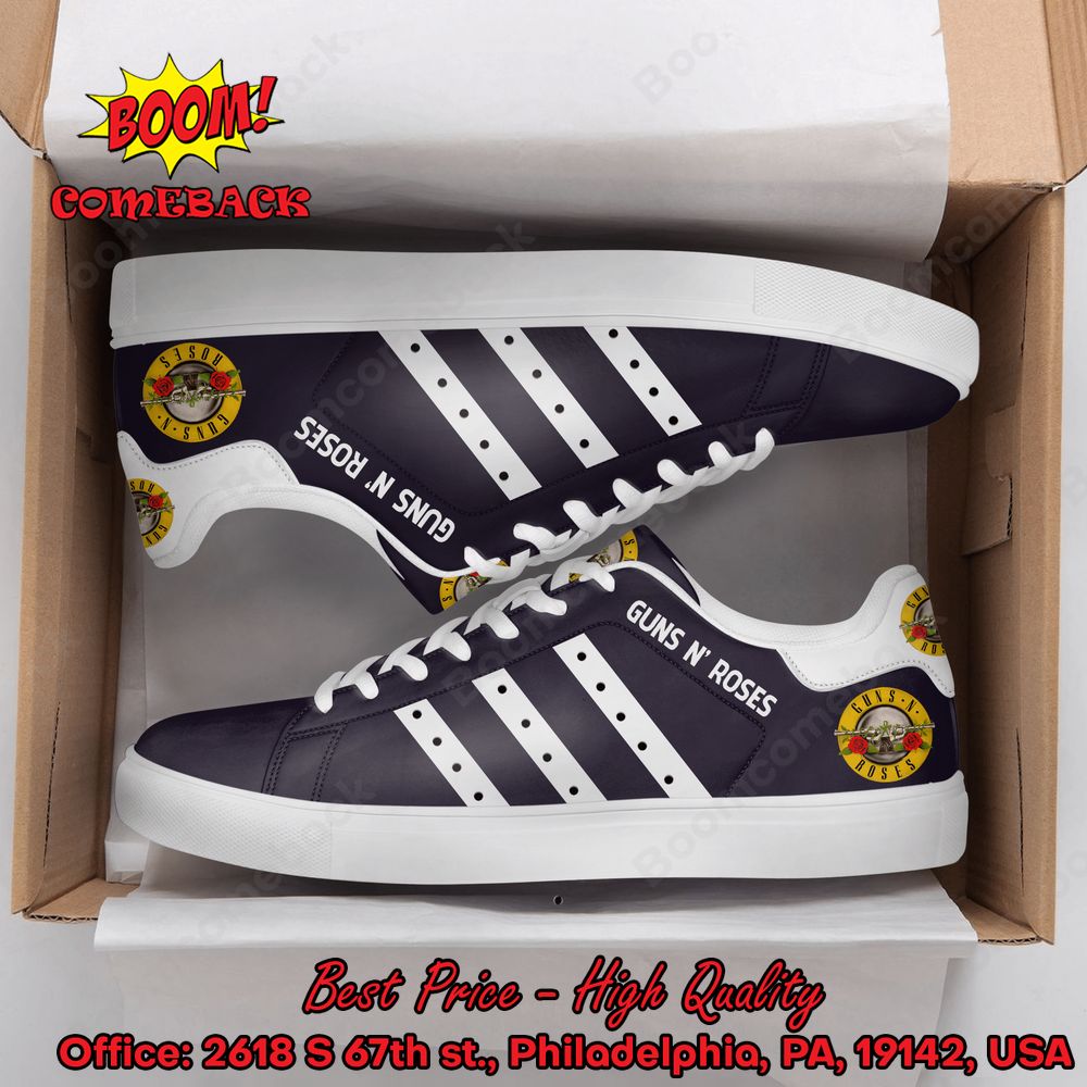 Guns N' Roses White Stripes Style 1 Adidas Stan Smith Shoes