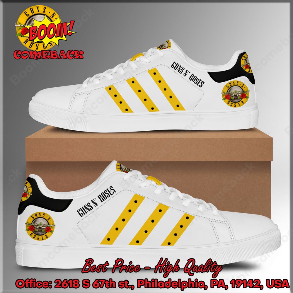 Guns N' Roses Yellow Stripes Adidas Stan Smith Shoes