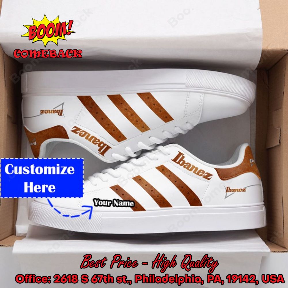 Ibanez Brown Stripes Personalized Name Style 1 Adidas Stan Smith Shoes