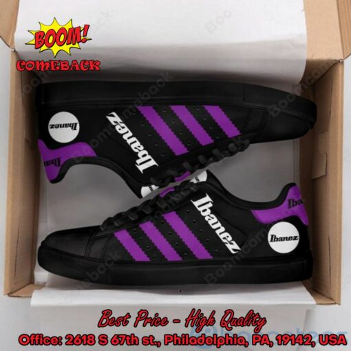 Ibanez Purple Stripes Adidas Stan Smith Shoes