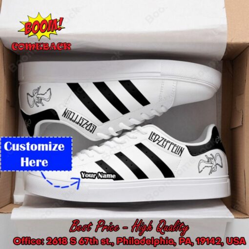 Led Zeppelin Black Stripes Personalized Name Adidas Stan Smith Shoes