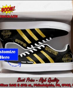 Led Zeppelin Golden Stripes Personalized Name Adidas Stan Smith Shoes