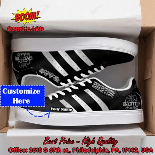 Led Zeppelin Silver Stripes Personalized Name Adidas Stan Smith Shoes