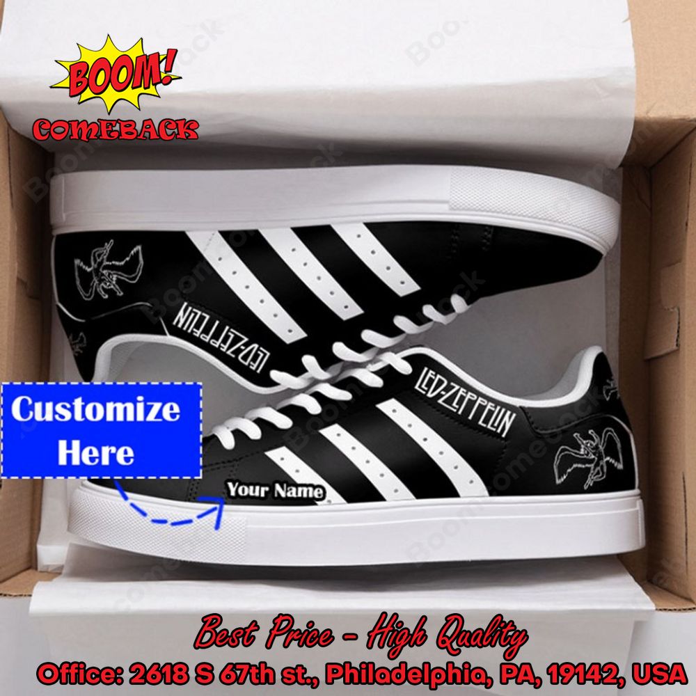 Meting aluminium Bestudeer LIMITED DESIGN Led Zeppelin White Stripes Personalized Name Adidas Stan  Smith Shoes