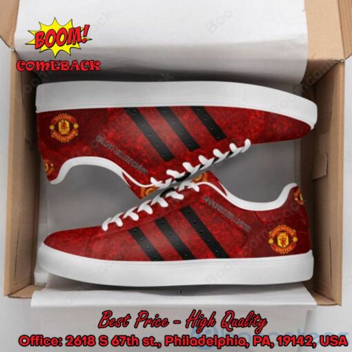 Manchester United Black Stripes Style 1 Adidas Stan Smith Shoes