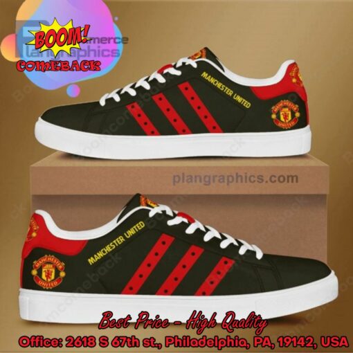 Manchester United Red Stripes Style 1 Adidas Stan Smith Shoes