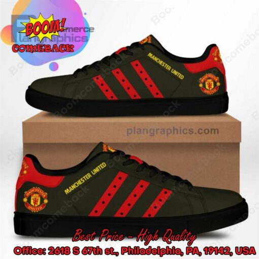 Manchester United Red Stripes Style 1 Adidas Stan Smith Shoes