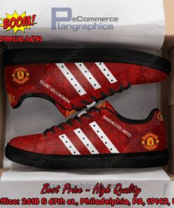 Manchester United White Stripes Style 1 Adidas Stan Smith Shoes