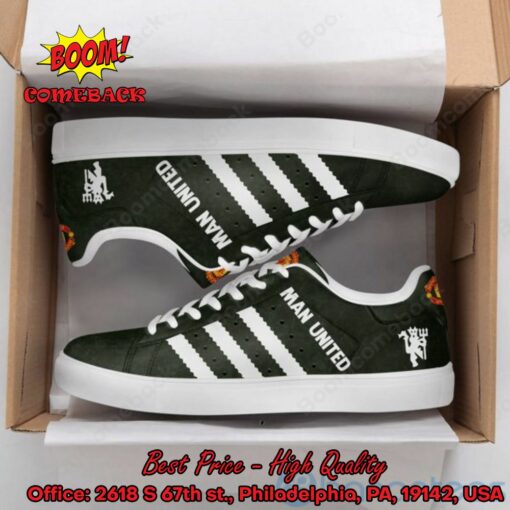 Manchester United White Stripes Style 2 Adidas Stan Smith Shoes