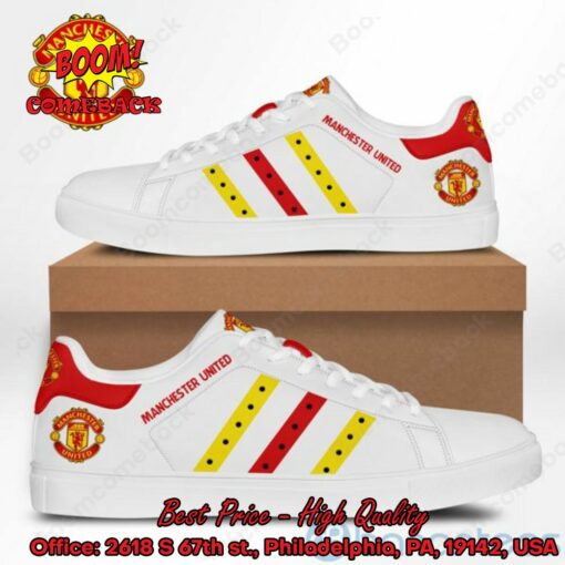 Manchester United Yellow And Red Stripes Stan Smith Shoes