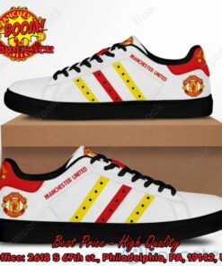 Manchester United Yellow And Red Stripes Adidas Stan Smith Shoes