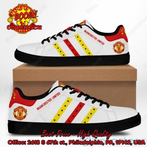 Manchester United Yellow And Red Stripes Stan Smith Shoes