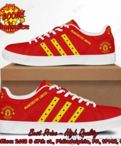 Manchester United Yellow Stripes Adidas Stan Smith Shoes