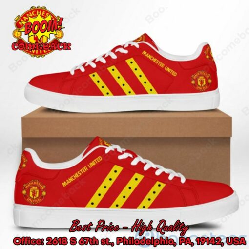 Manchester United Yellow Stripes Stan Smith Shoes