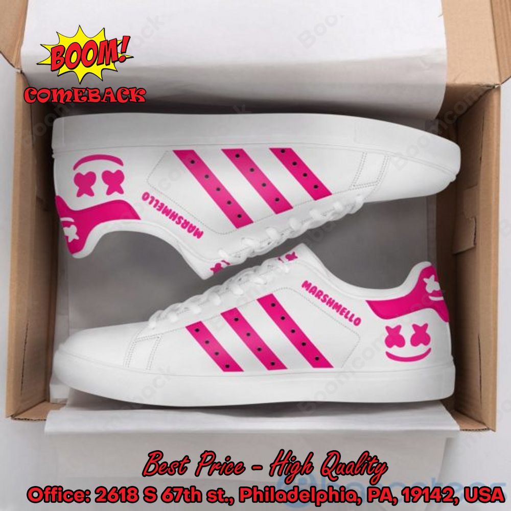 Marshmello Pink Stripes Adidas Stan Smith Shoes