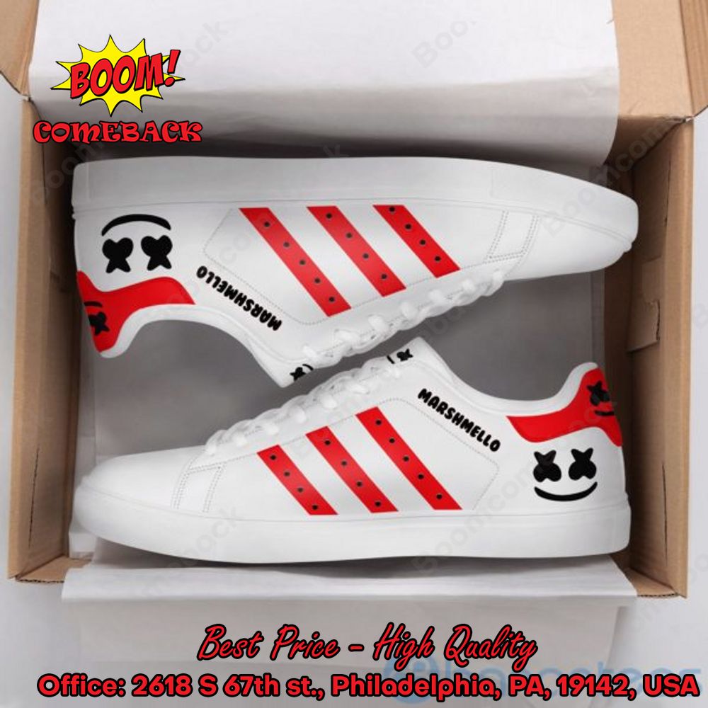 Marshmello Red Stripes Adidas Stan Smith Shoes