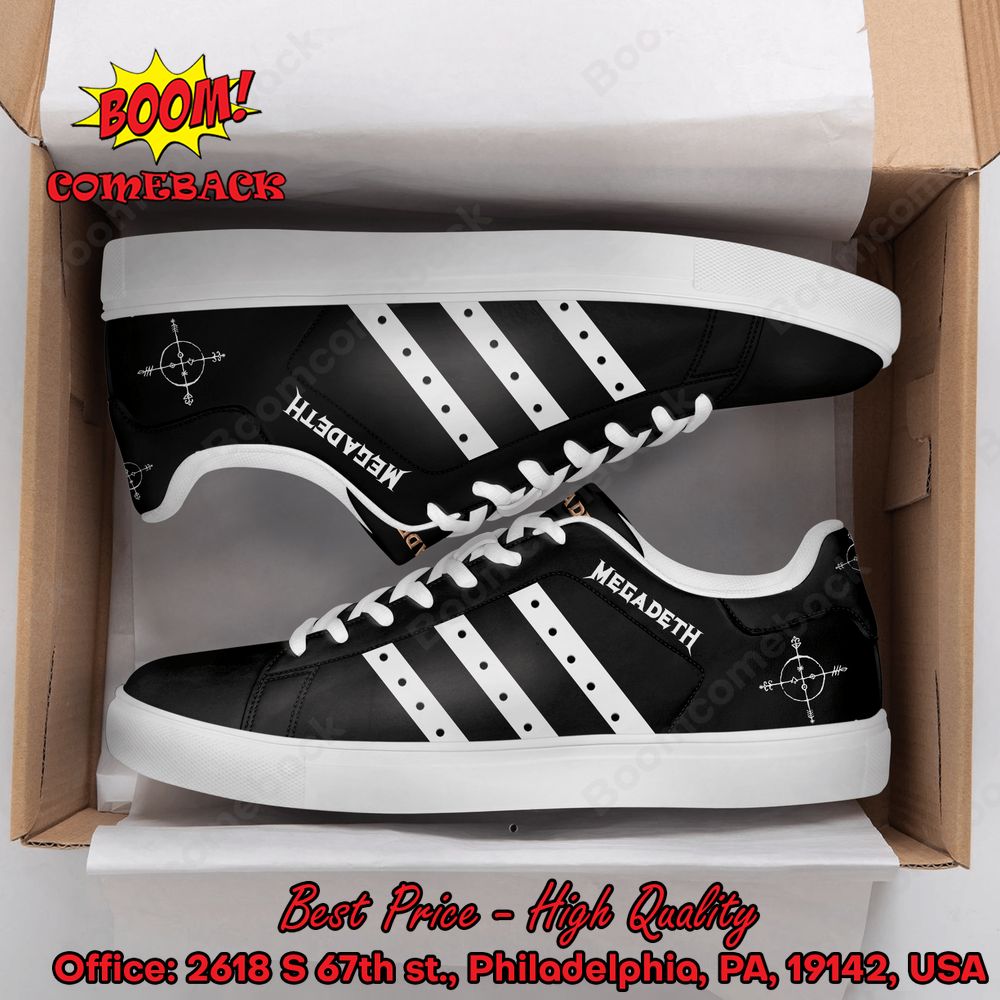 LIMITED DESIGN Megadeth White Stripes Style 1 Adidas Stan Smith Shoes