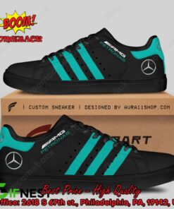Mercedes-AMG Petronas Dark Turquoise Stripes Style 4 Adidas Stan Smith Shoes