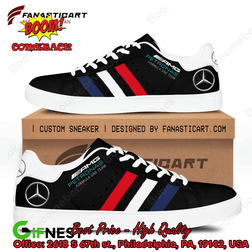 Mercedes-AMG Petronas Red White Navy Stripes Adidas Stan Smith Shoes