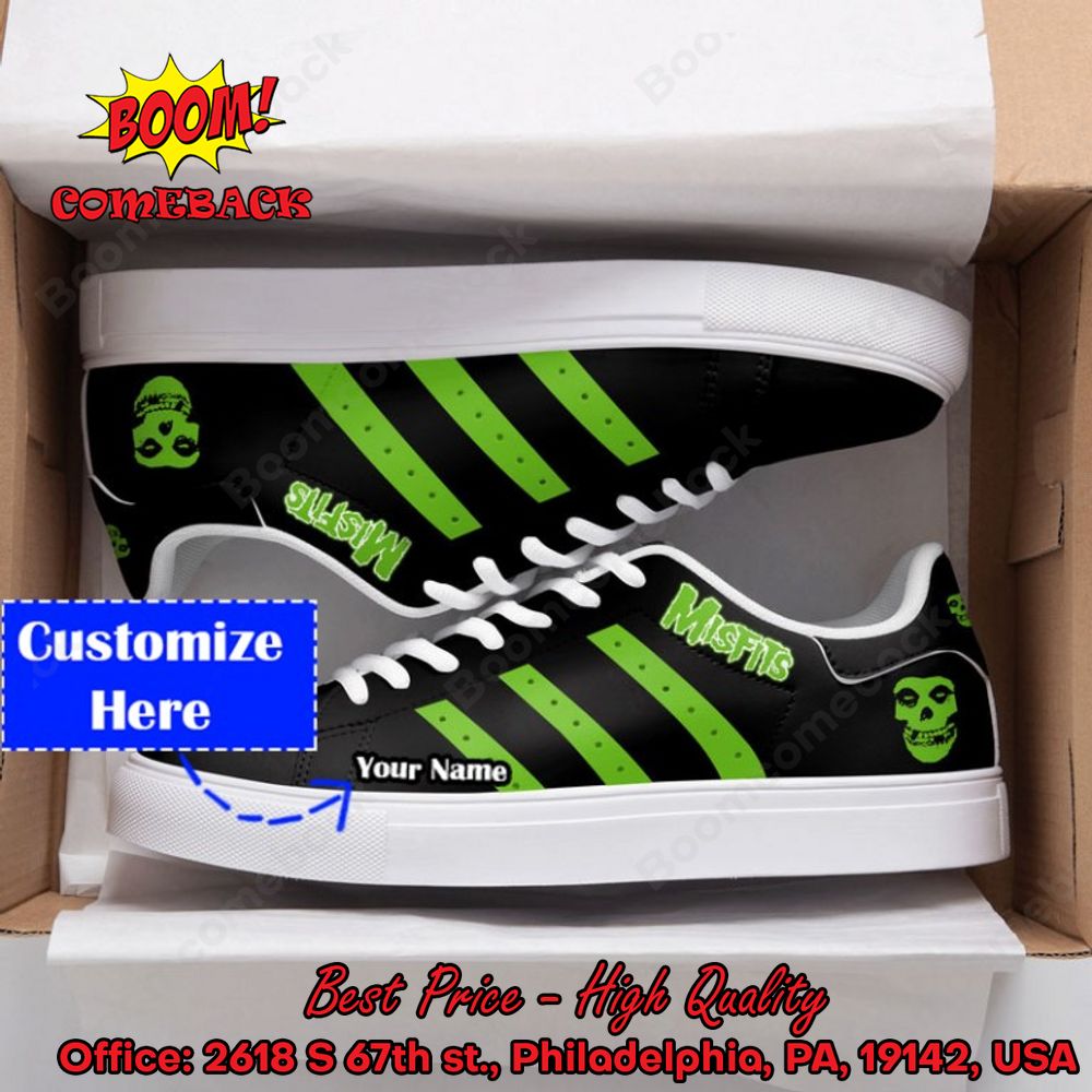 Misfits Green Stripes Personalized Name Style 1 Adidas Stan Smith Shoes