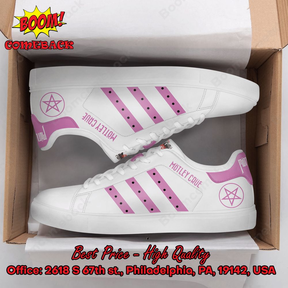 Motley Crue Pink Stripes Style 1 Adidas Stan Smith Shoes
