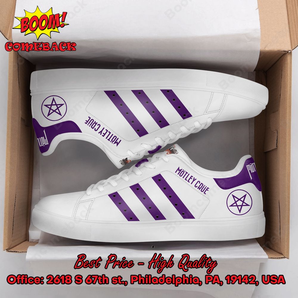 Motley Crue Purple Stripes Style 1 Adidas Stan Smith Shoes