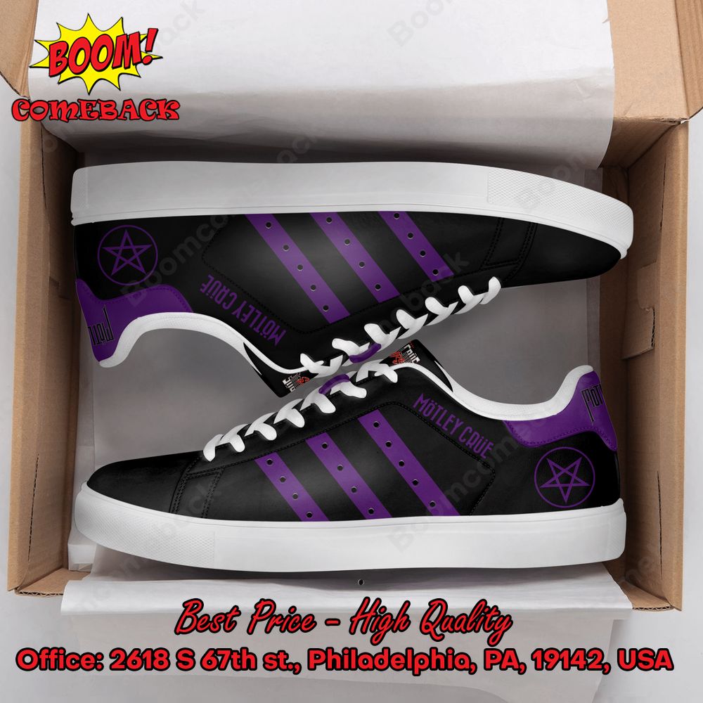 Motley Crue Purple Stripes Style 2 Adidas Stan Smith Shoes