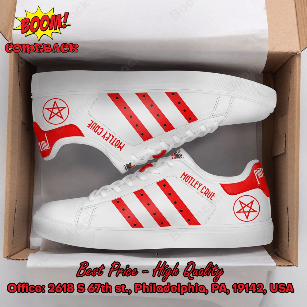 Motley Crue Red Stripes Style 1 Adidas Stan Smith Shoes