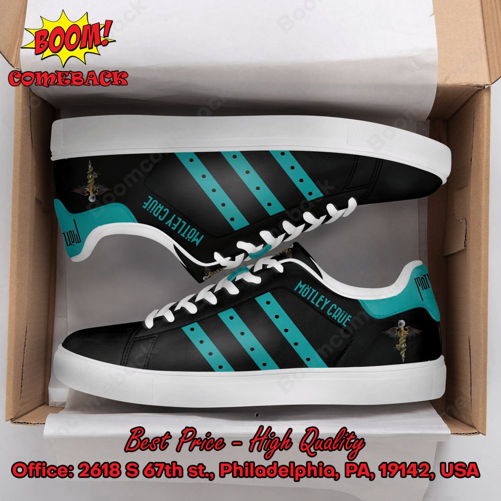 Motley Crue Teal Stripes Style 2 Adidas Stan Smith Shoes
