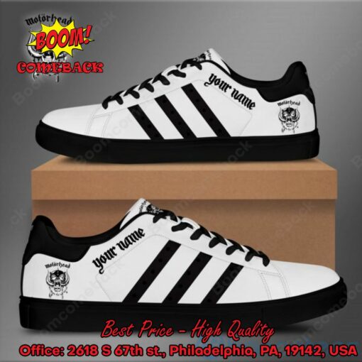 Motorhead Black Stripes Personalized Name Style 1 Adidas Stan Smith Shoes