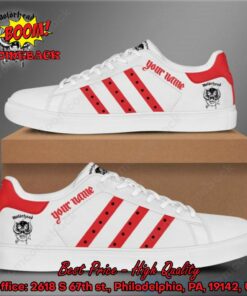 Motorhead Red Stripes Personalized Name Style 2 Adidas Stan Smith Shoes