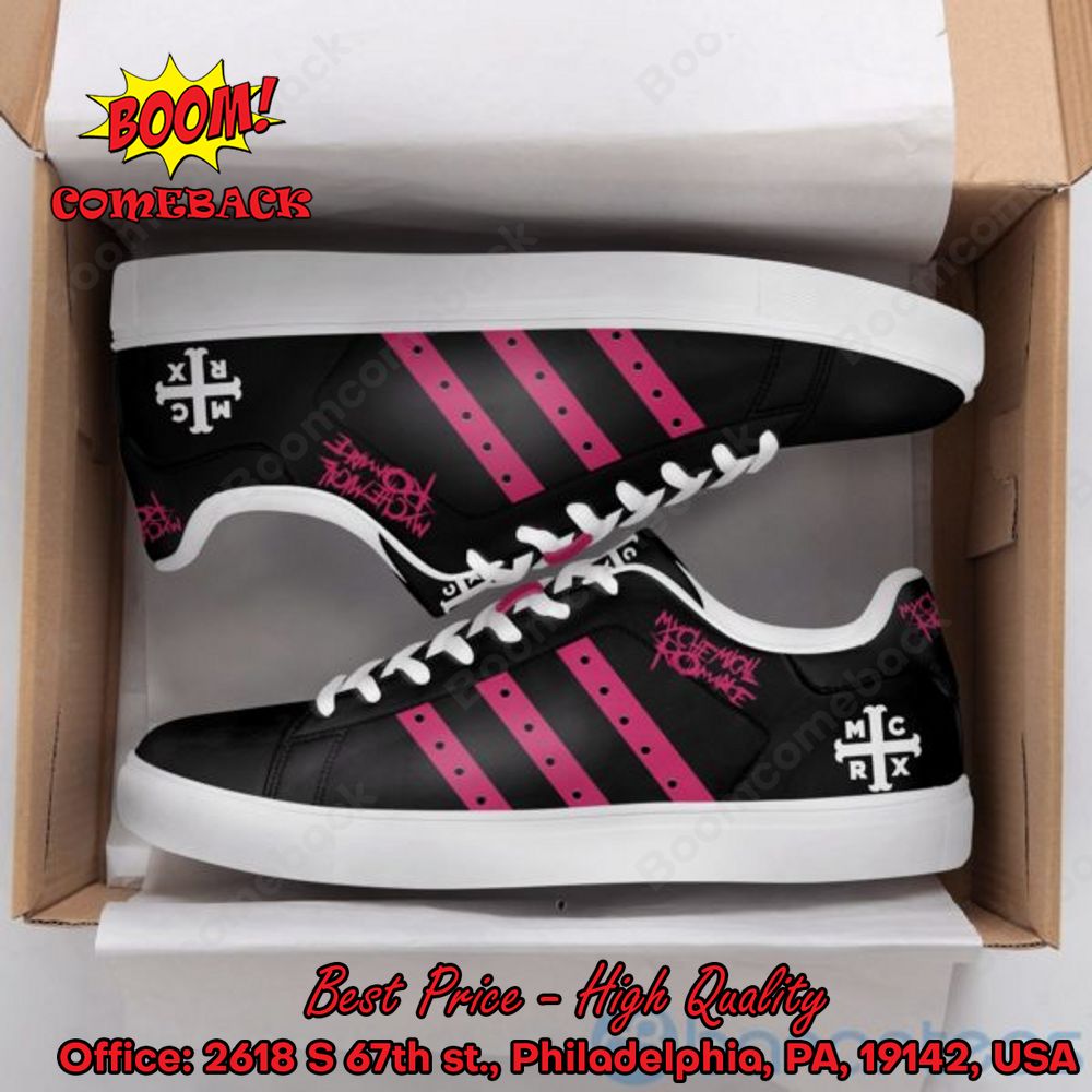 My Chemical Romance Pink Stripes Adidas Stan Smith Shoes