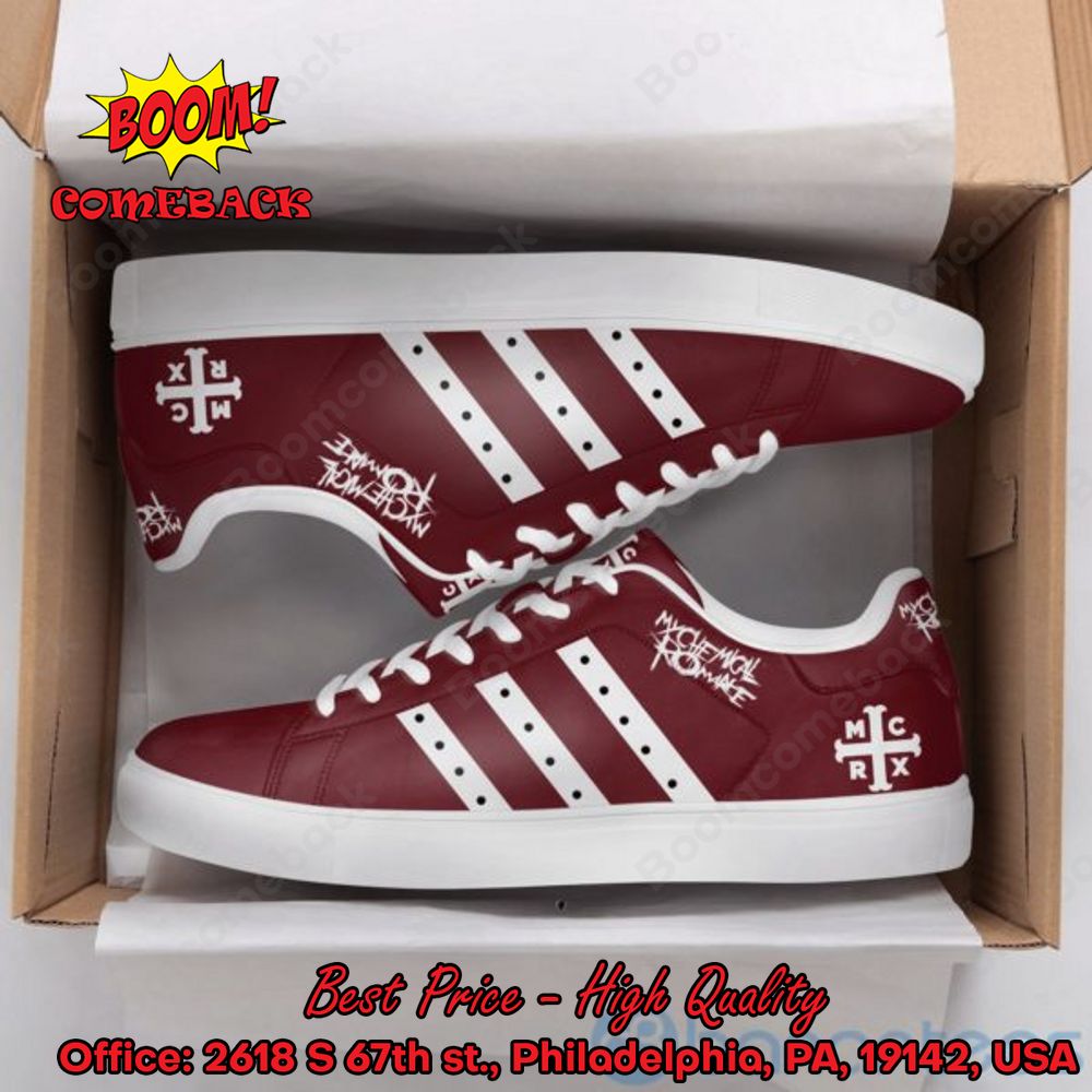 My Chemical Romance White Stripes Style 1 Adidas Stan Smith Shoes