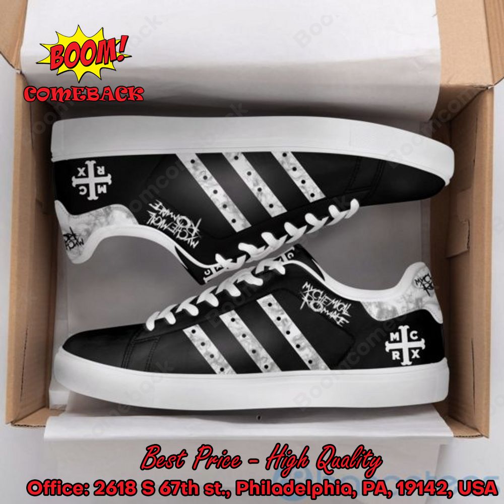 My Chemical Romance White Stripes Style 2 Adidas Stan Smith Shoes