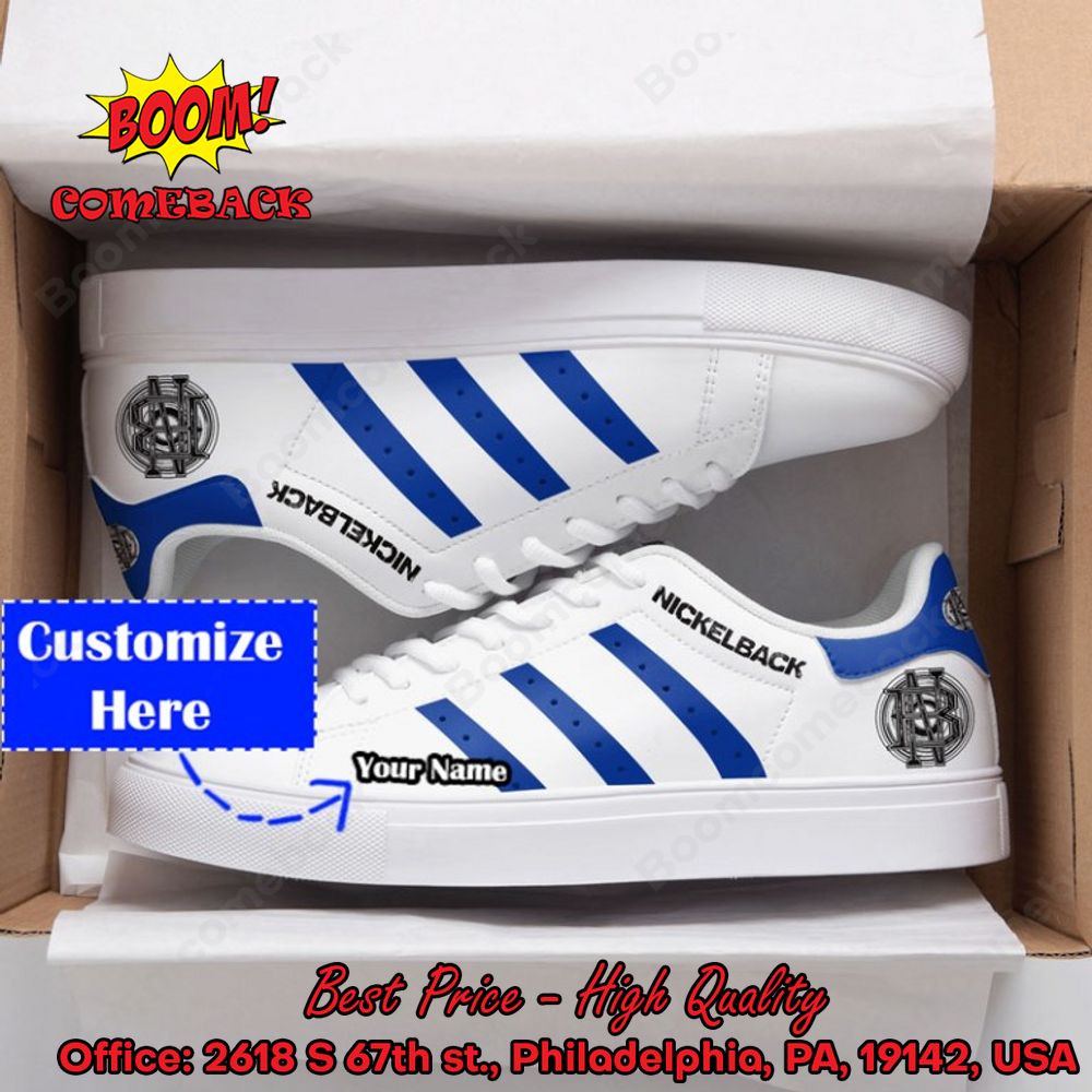 Nickelback Blue Stripes Personalized Name Adidas Stan Smith Shoes