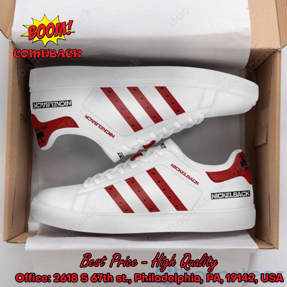 Nickelback Red Stripes Style 1 Adidas Stan Smith Shoes