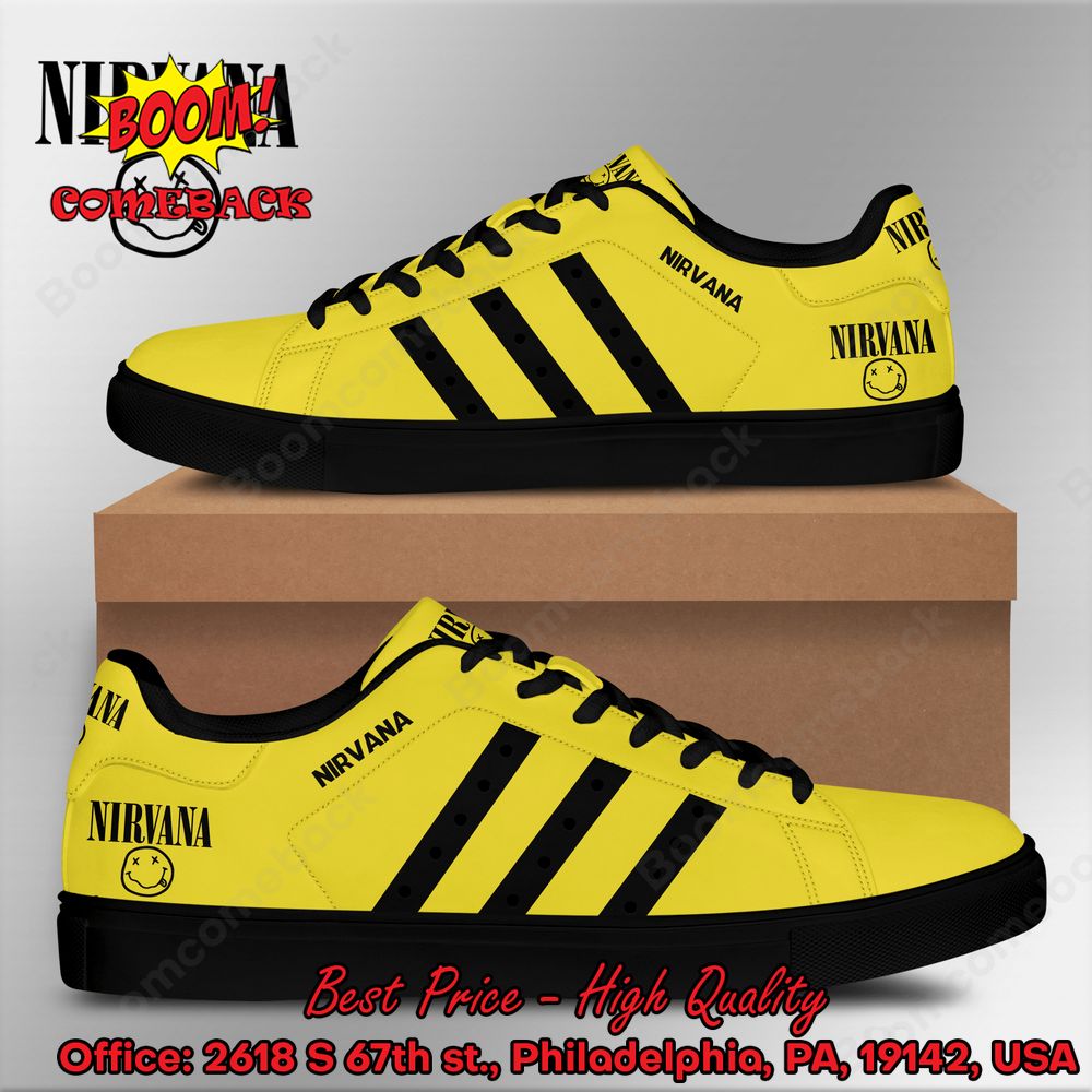 Nirvana Black Stripes Adidas Stan Smith Shoes