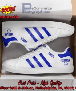 Nirvana Blue Stripes Adidas Stan Smith Shoes