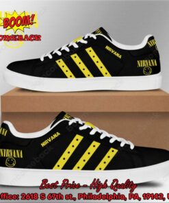 Nirvana Yellow Stripes Style 1 Adidas Stan Smith Shoes