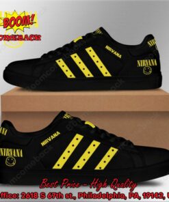 Nirvana Yellow Stripes Style 1 Adidas Stan Smith Shoes