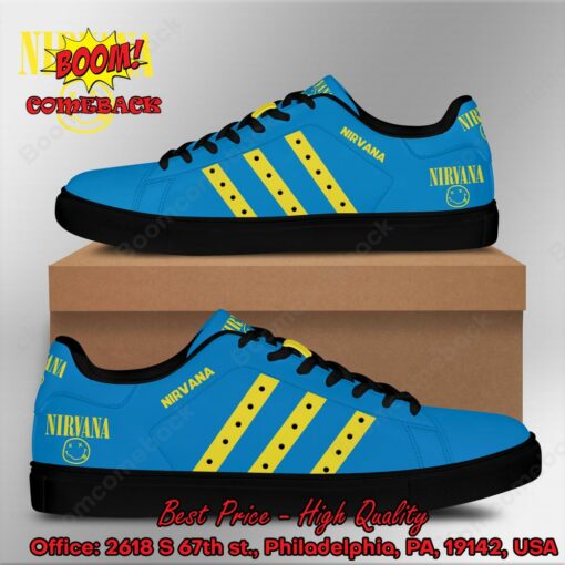 Nirvana Yellow Stripes Style 4 Adidas Stan Smith Shoes