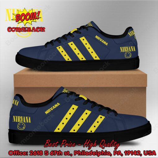 Nirvana Yellow Stripes Style 6 Adidas Stan Smith Shoes