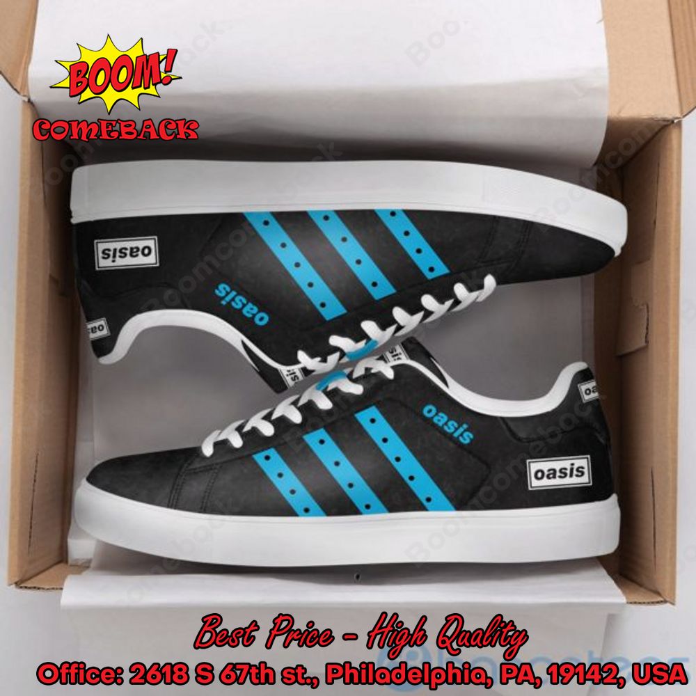 Oasis Aqua Blue Stripes Adidas Stan Smith Shoes
