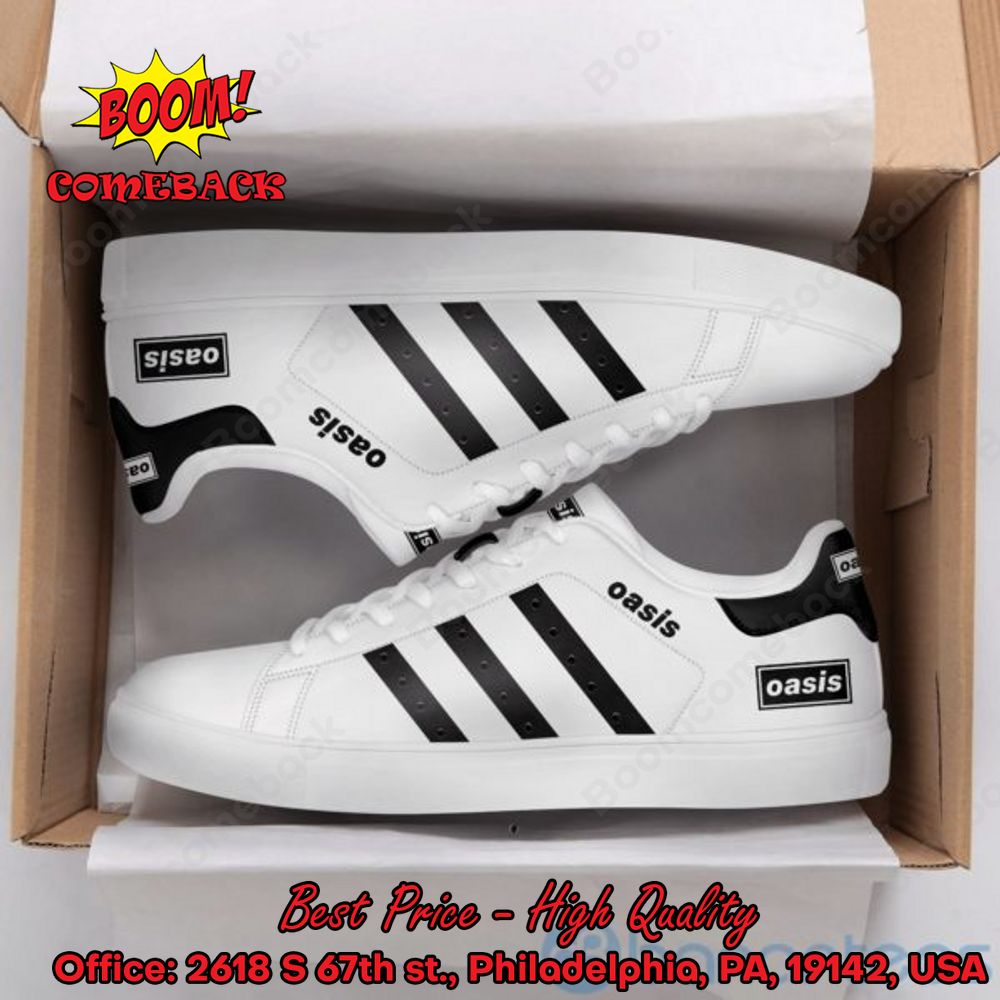 Oasis Black Stripes Adidas Stan Smith Shoes