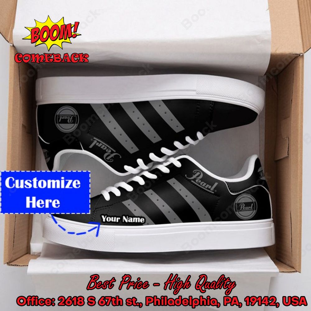 Pearl Drums Grey Stripes Personalized Name Adidas Stan Smith Shoes