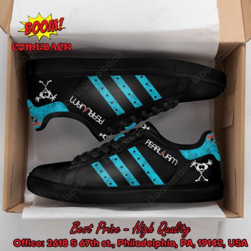 Pearl Jam Aqua Blue Stripes Adidas Stan Smith Shoes