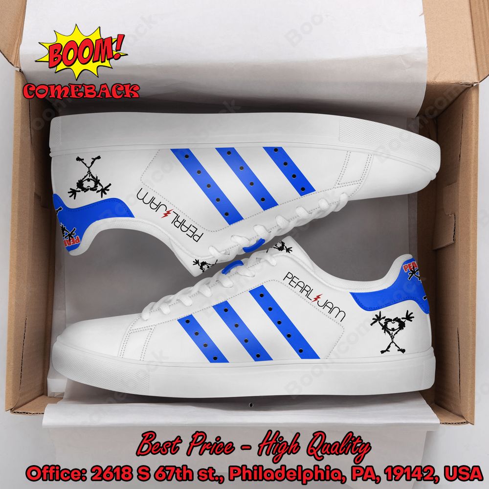 Pearl Jam Blue Stripes Adidas Stan Smith Shoes