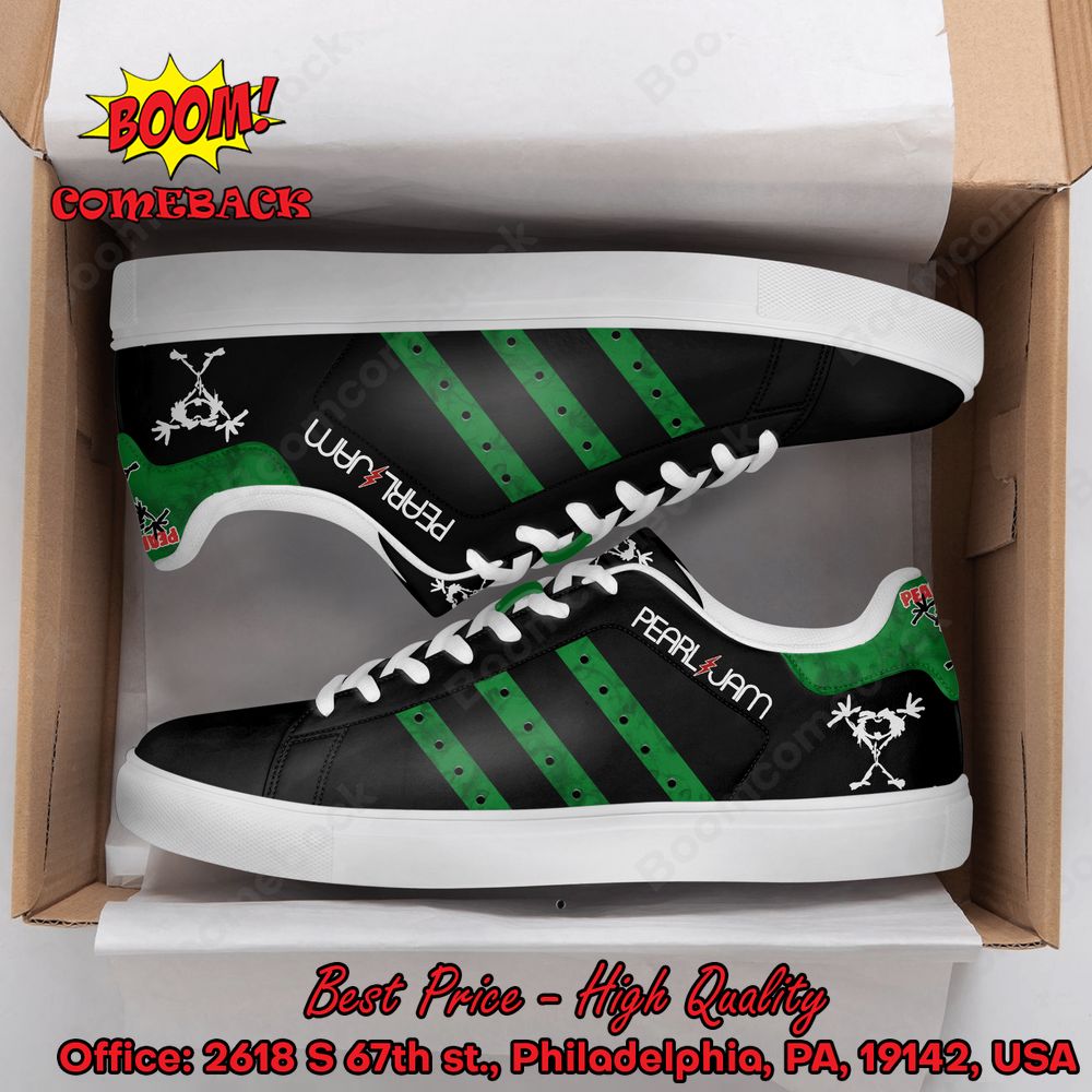 Pearl Jam Green Stripes Style 2 Adidas Stan Smith Shoes