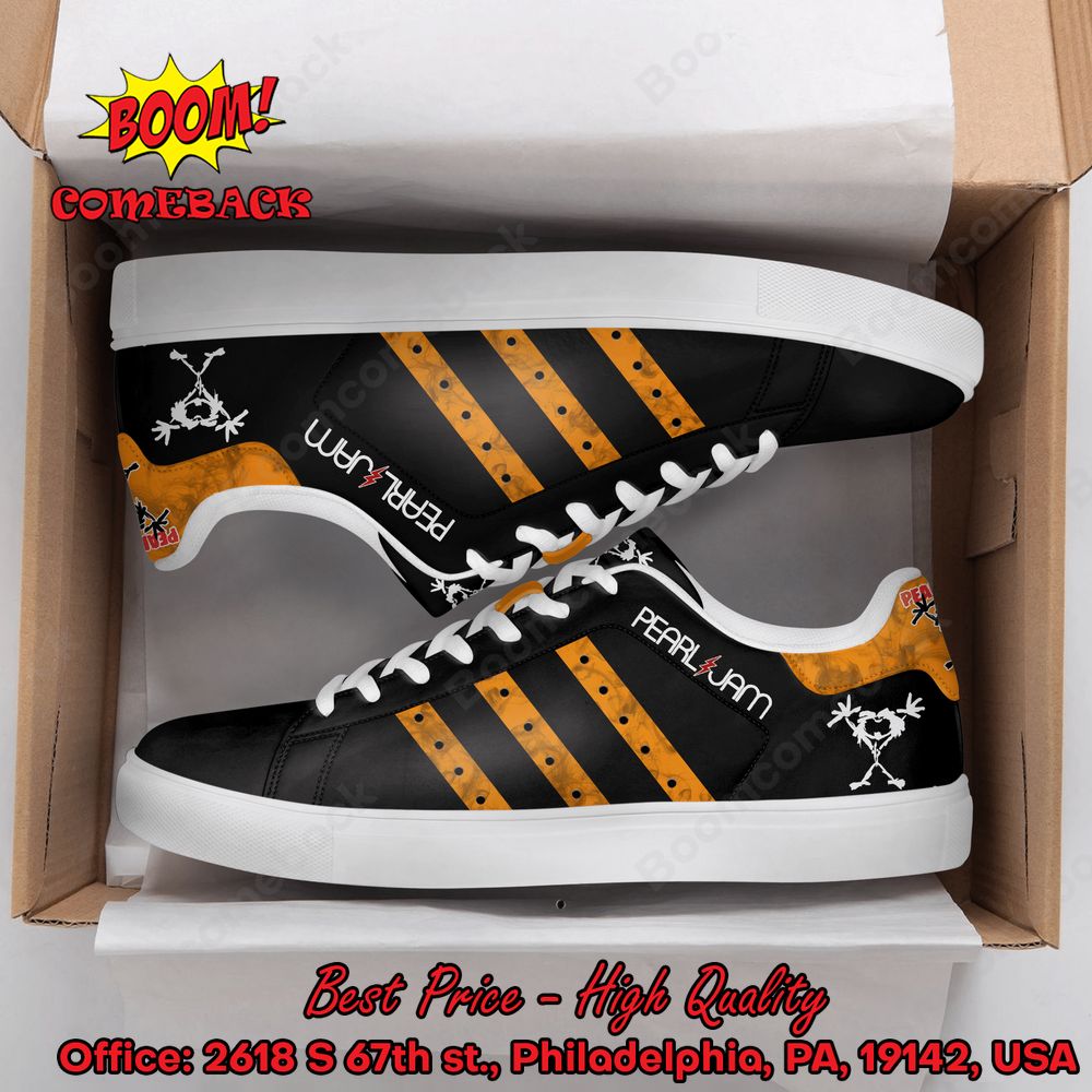Pearl Jam Orange Stripes Adidas Stan Smith Shoes